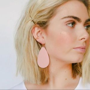 Nickel & Suede Pink Large Leather Earrings